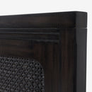 Detail Headboard Black Lurian Queen Rattan Bed