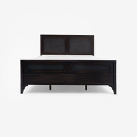 Front View Black Lurian Queen Rattan Bed