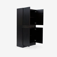 Opened Black Mira 31.5 Scalloped Modular Cabinet