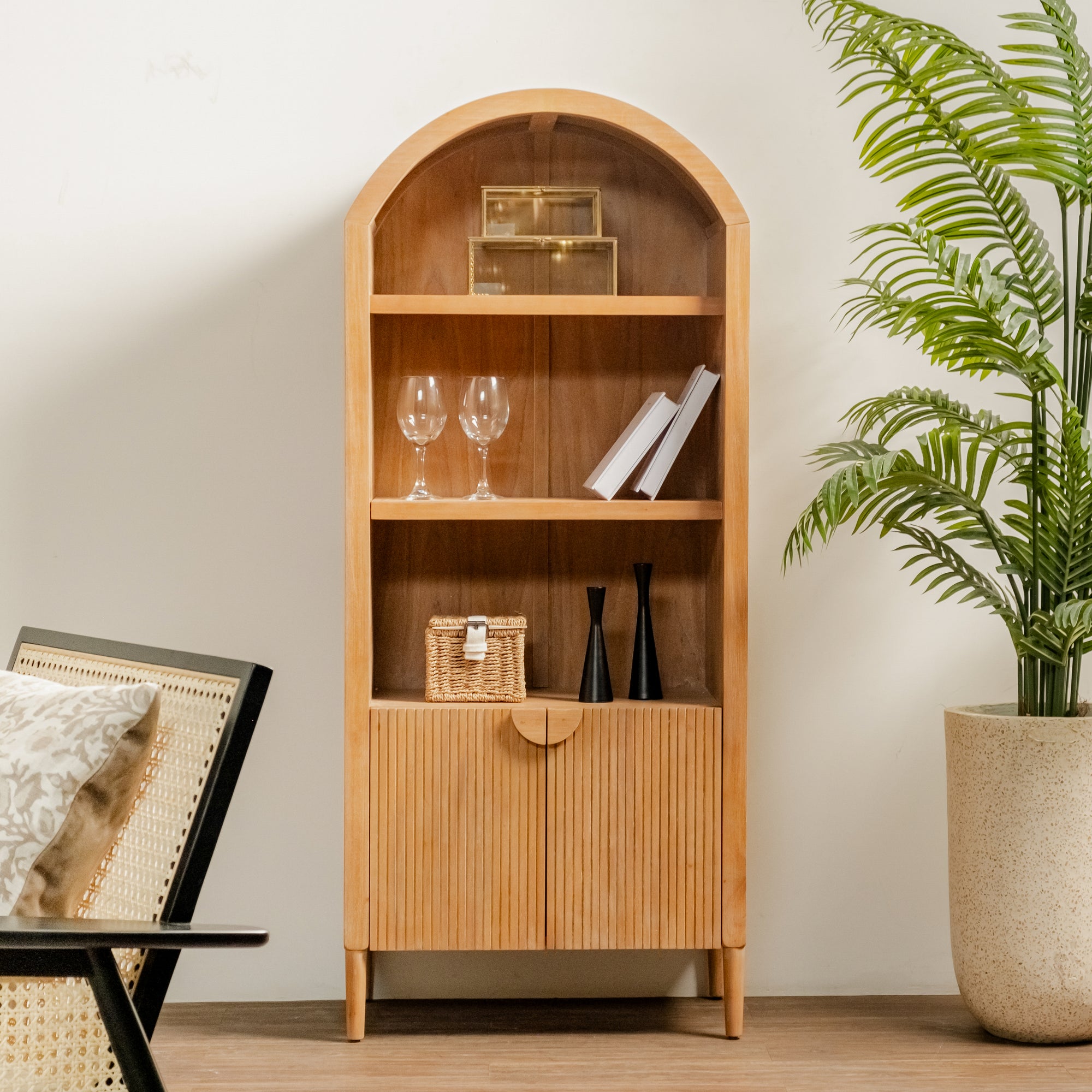 Javon - Arched Display Cabinet, Natural