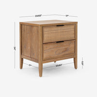 Kalana - 2-Drawer Rattan Nightstand, Black