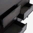 Kalana - 6-Drawer Rattan Dresser, Black