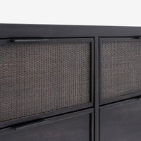 Kalana - 6-Drawer Rattan Dresser, Black