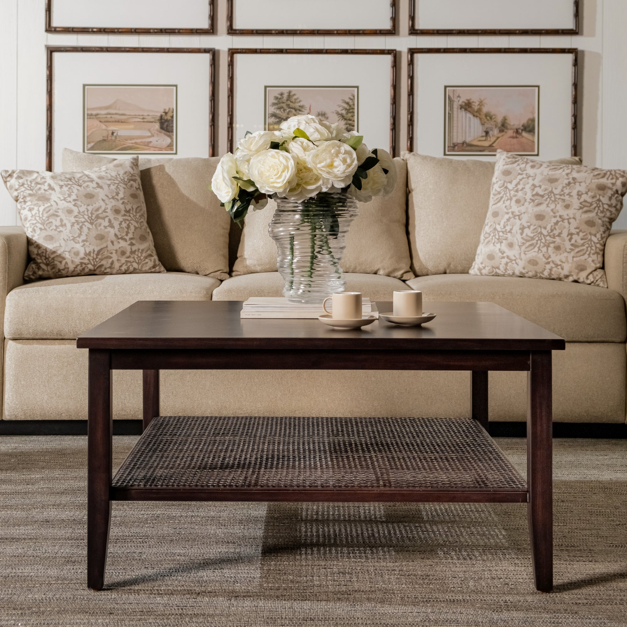 Liora - Square Rattan Coffee Table, Black