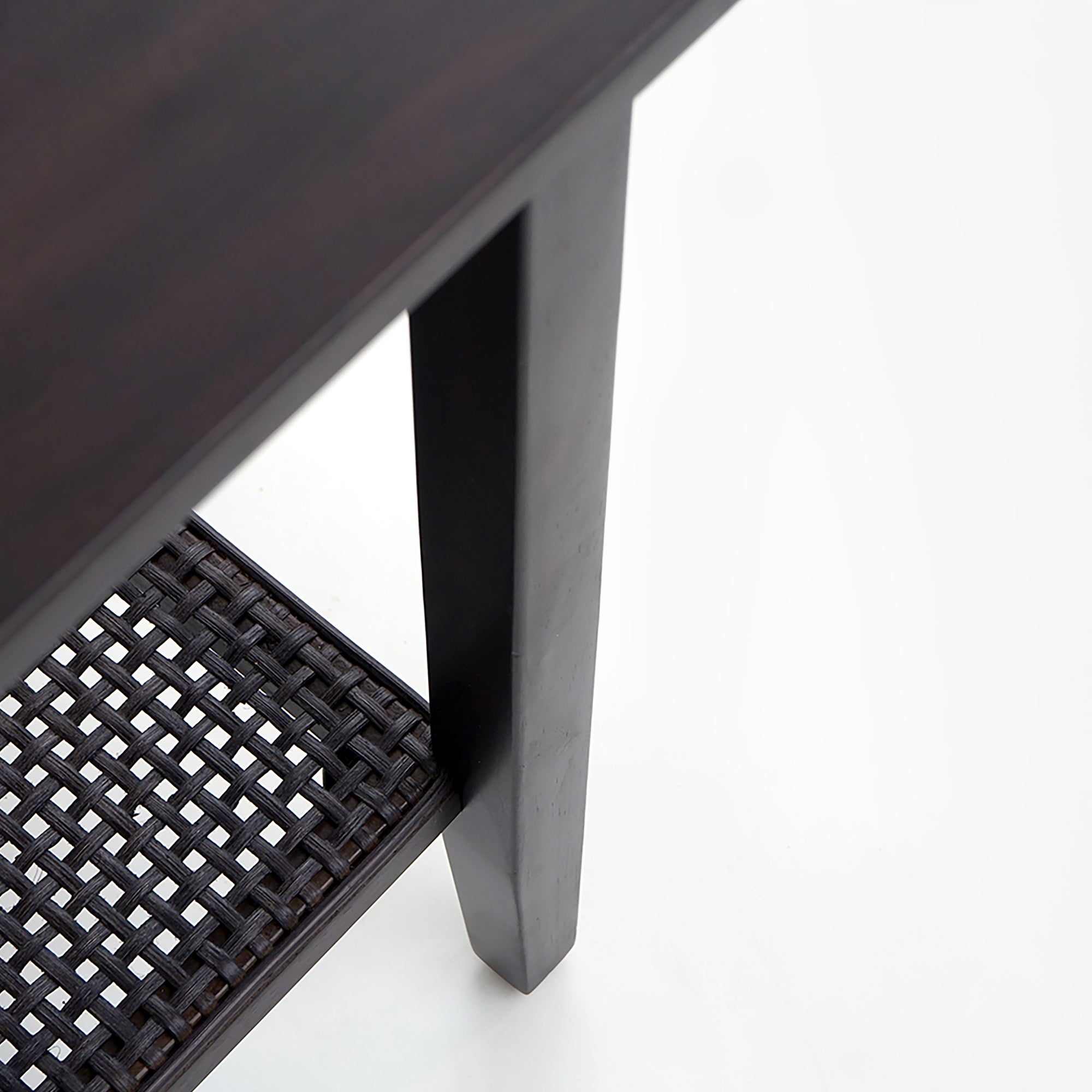 Liora - Rectangular Rattan Accent Table, Black