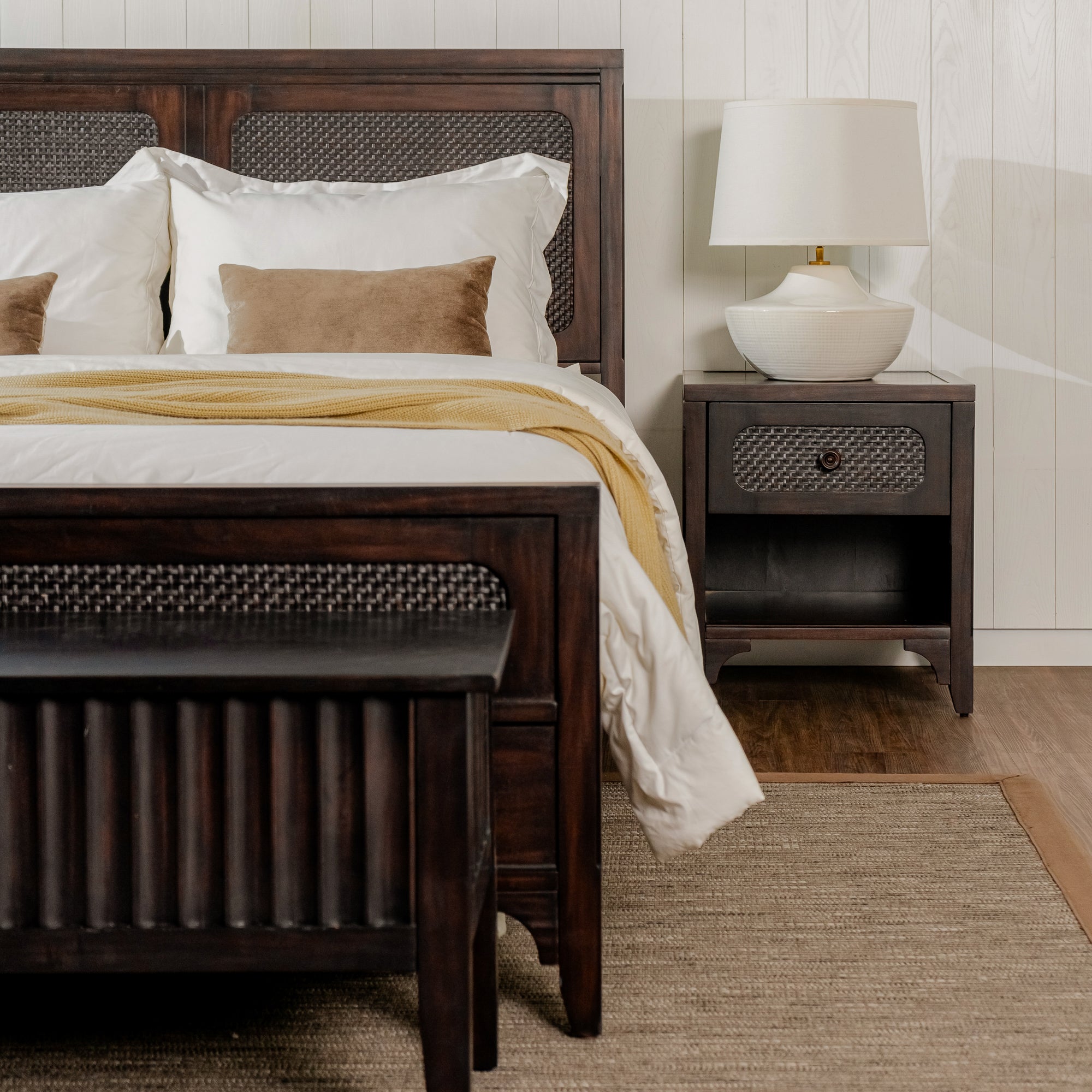 Lurian - Queen Rattan Bed, Black