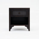 Lurian - 1-Drawer Rattan Nightstand, Black
