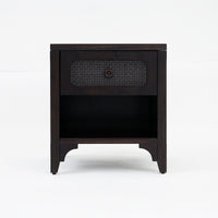 Lurian - 1-Drawer Rattan Nightstand, Black