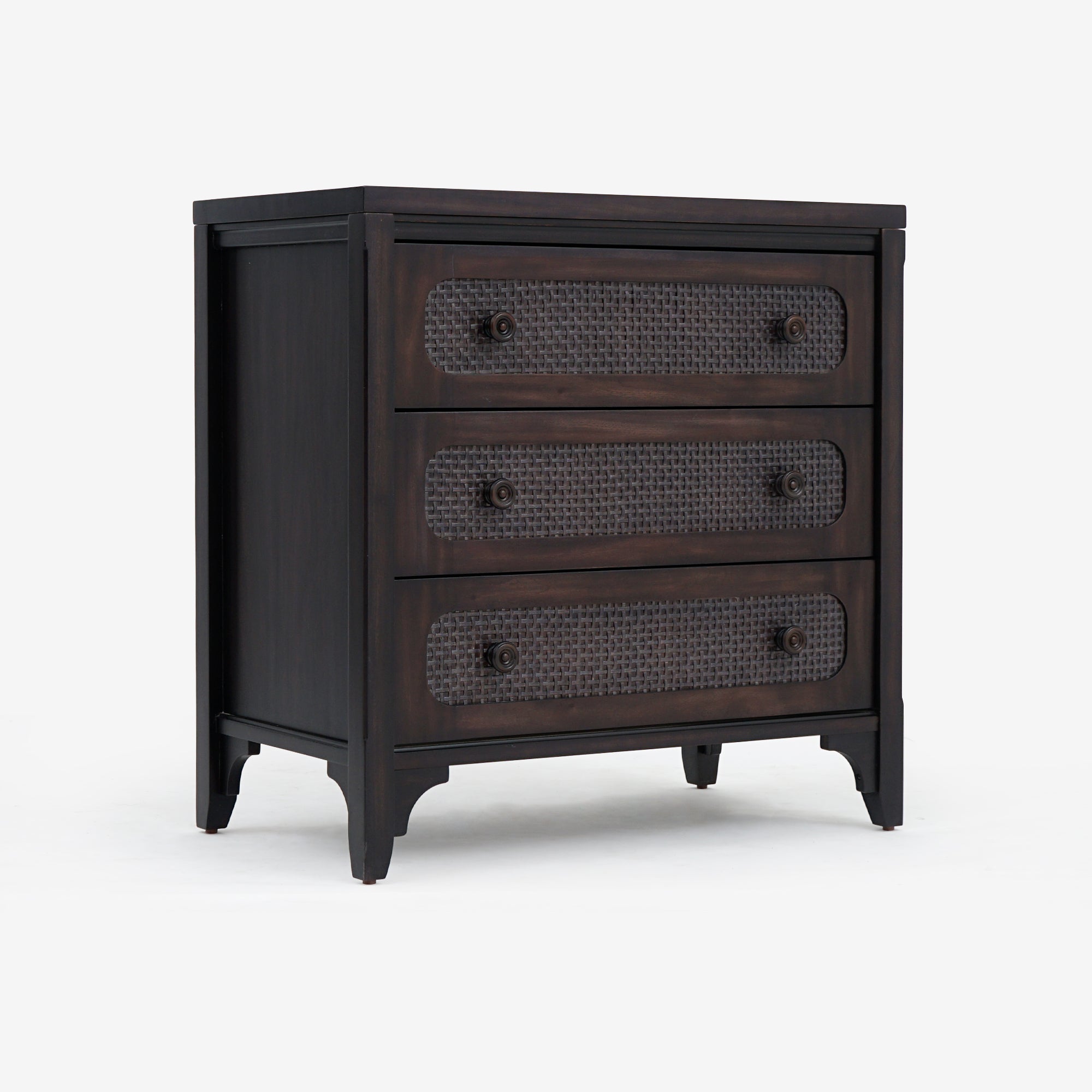 NEW! Lurian - 3-Drawer Rattan Dresser, Black