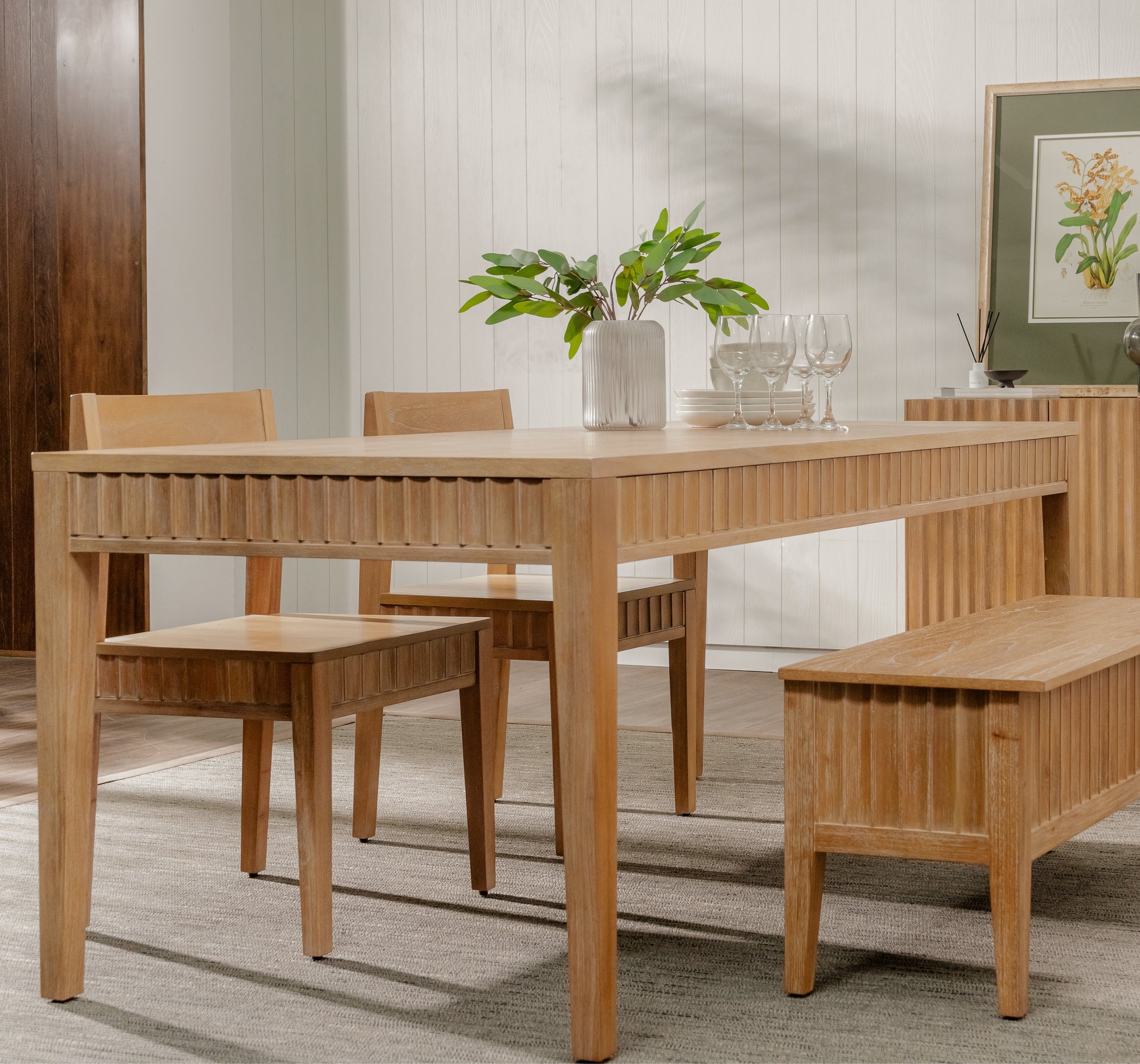 Mira - 72" x 30" Scalloped Dining Table, Natural