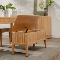 Mira - 42" Scalloped Storage Bench, Natural