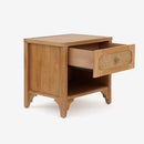 Opened Natural Lurian 1 Drawer Rattan Nightstand