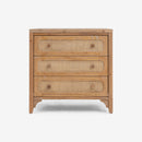 Front View Natural Lurian 3 Drawer Rattan Dresser
